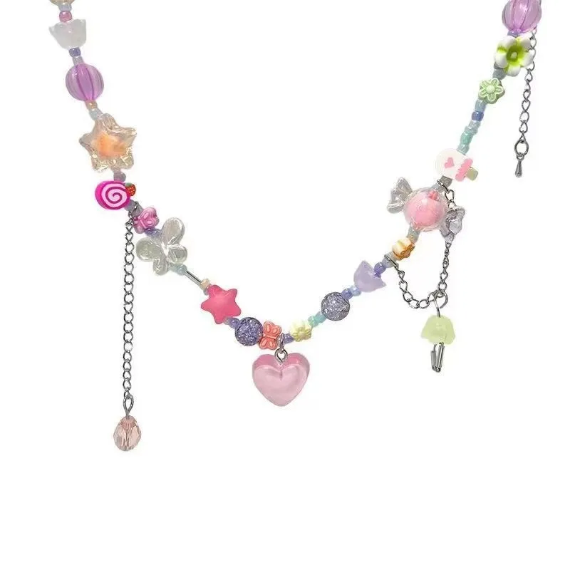 Kpop Goth Y2K Herz Schmetterling Anhänger Halsband Bunte Halskette Schlüsselbein Kette für Frauen Mädchen Punk Süße Ästhetische Schmuck Party – Detail 9