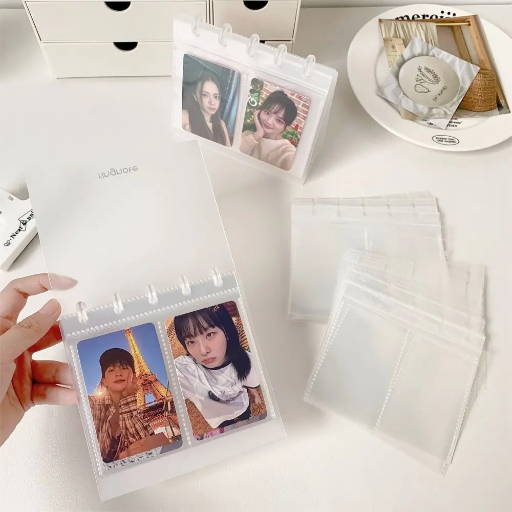 High Quality Mushroom Hole Photocards Holder Loose Leaf Vertical Photo Album Transparent Idol Card Collection Binder