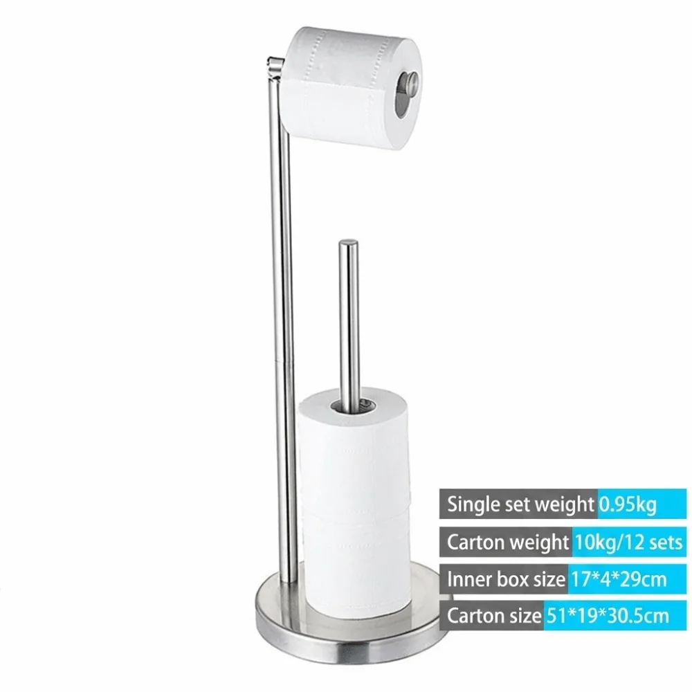 Stainless Steel Toilet Paper Holder Freestanding Base Jumbo Roll Fit Tissue Roll Stand Reserve Storage Upright Design