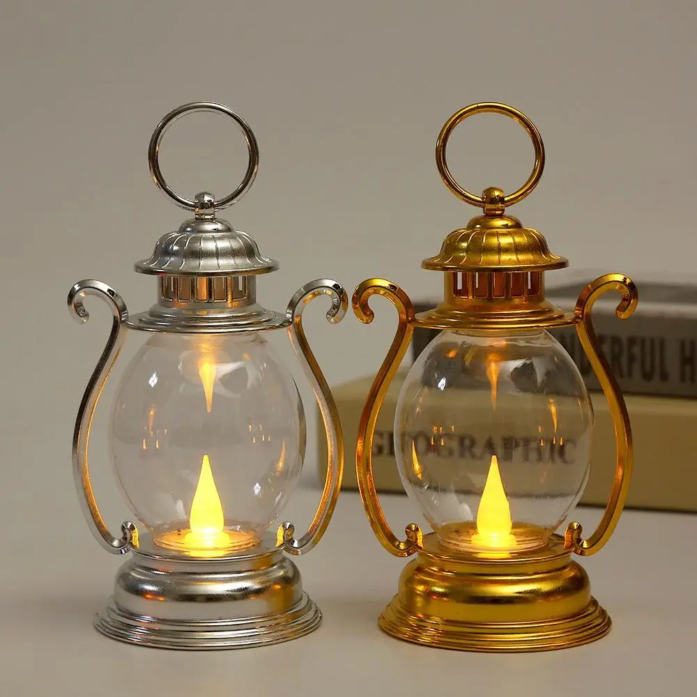 Crystal Retro Table Lamp Battery Powered LED Camping Lantern Bedroom Bedside Lamp Luxurious Atmosphere Lamp Night Light