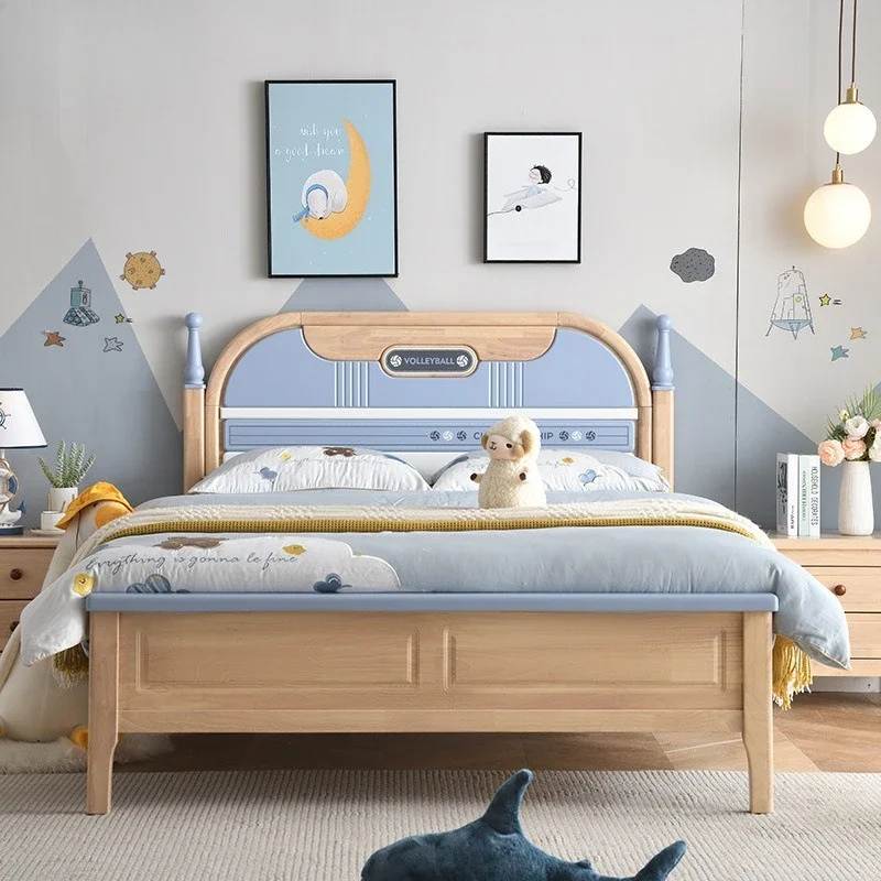سرير أطفال من الخشب الصلب للشباب من خشب الجوز الاسكندنافي بطول 1.2 متر سرير مفرد بطول 1.5 متر للأولاد والبنات سرير من الخشب الصلب للتخزين #4