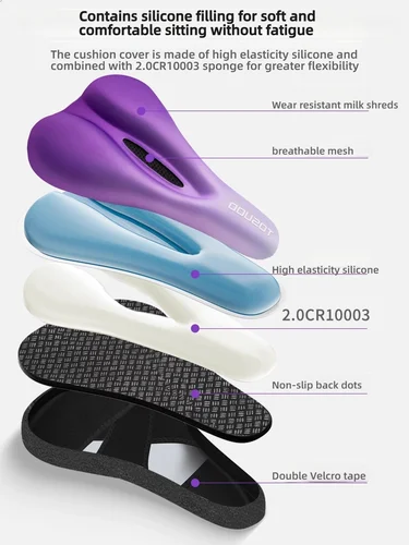 Imagen 2 del producto Asiento de bicicleta TOSUOD con absorción de impactos calmante, consola central transpirable, asiento de silicona de alta elasticidad y agradable para la piel