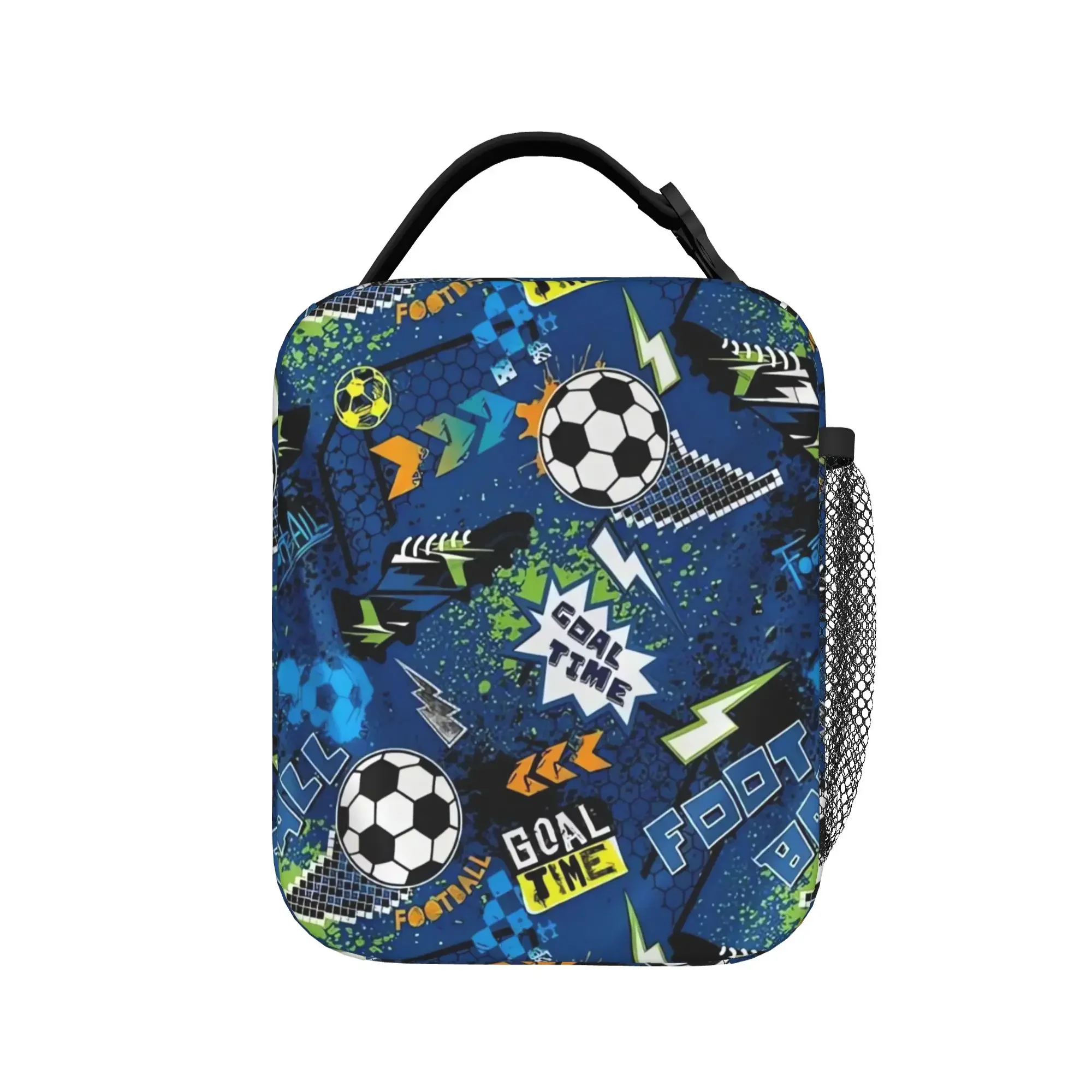 Soccer Pattern Lunch Bag  Leisure Lunch Box Office Convenient Thermal Tote Handbags For Women Waterproof Graphic Cooler Bag