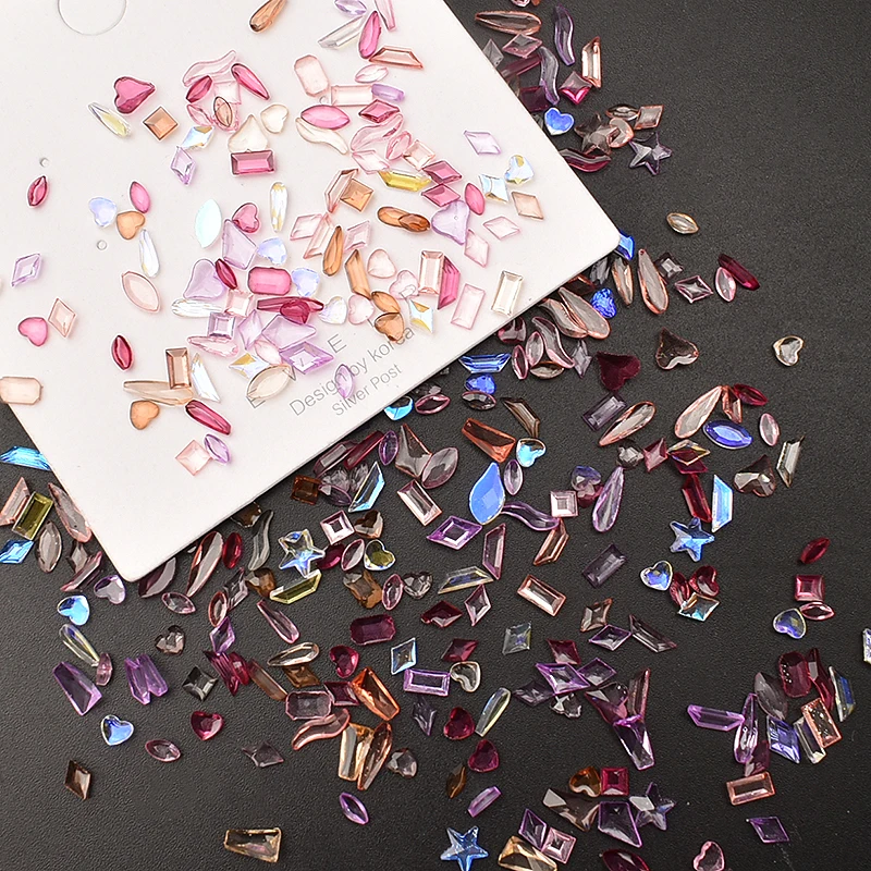 

Resin Mini Flat Bottom Nail Art Rhinestone Mixed Color Mixed Shape Transparent Aurora 3D Manicure DIY Decoration