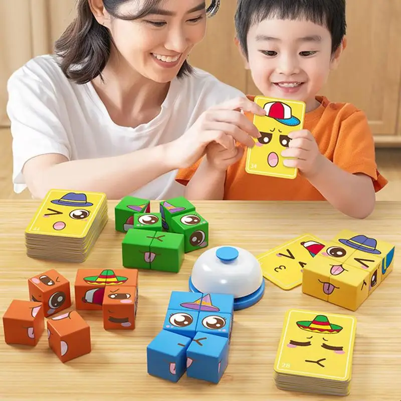 Expression Puzzle Building Blocks Face Change Cube Building Blocks Game Expression Matching Block Puzzles For 3 Years Kids And