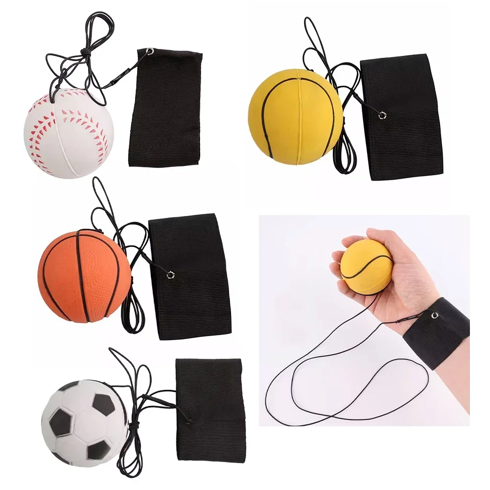 New Wrist Elastic Ball Rubber Hand Ball Game Exercises Bouncing Elastic Sport On Nylon String Children Kids Outdoor Toy Ball