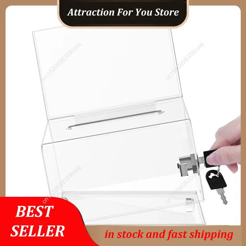 

Hot Selling Clear Donation Box With Lock,2 Pack Ballot Box With Sign Holder,Suggestion Box For Fundraising, Voting Box
