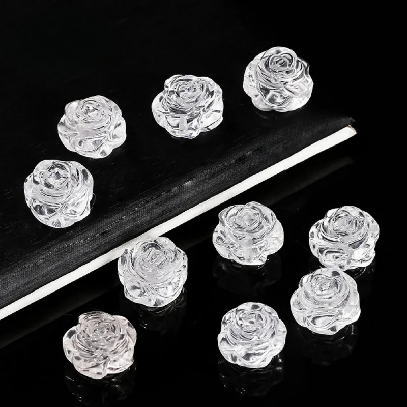 

Natural Stone Flower Carved Beads White Crystal Penants For Jewelry Making Diy Necklace Bracelet Accessory Irregular Beads