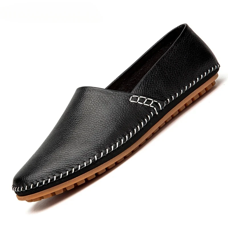 Casual Leather Slip-on Shoes For Men Lightweight Walking Loafers Comfortable Driving Penny Moccasins Breathable Non-slip Sole