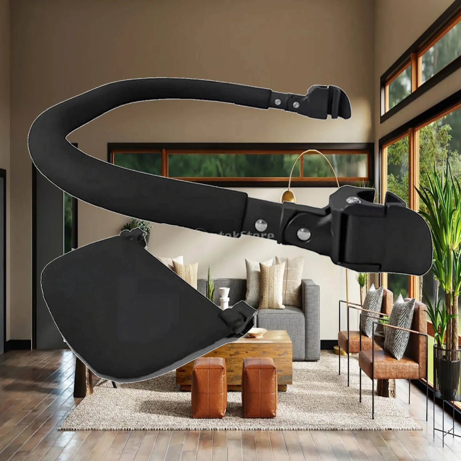 Black Pushchair Armrest Guard Soft Padded Front Rail with Attachment Fittings and Hanging Hook for Yoyadesign Buggy