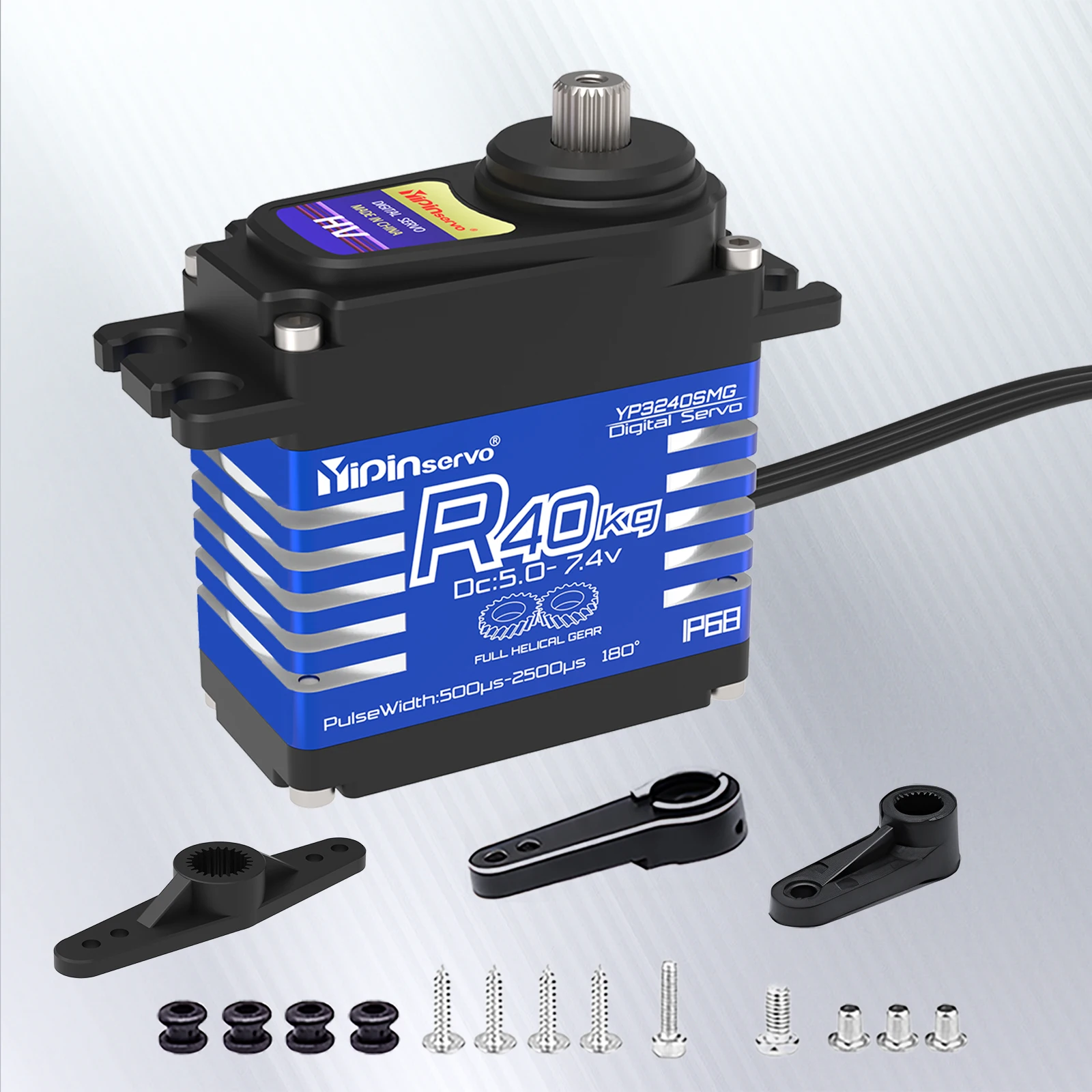 YiPinservo 40KG Hochdrehmoment-Digital-Servo, Halbmetallisches Schrägverzahntes RC-Servomotor für RC-Auto, Hubschrauber, Roboterarm-Modell