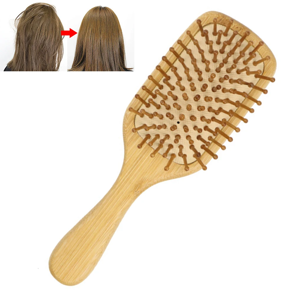 Detangling Hairbrush Bamboo Bristles Detangling Hairbrush Improves Hair Texture Bamboo Hair Brush Natural Wooden for Women & Men