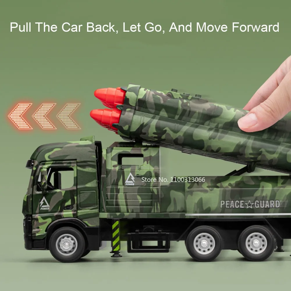 1:32 大陸間ミサイル車両おもちゃの車モデルプルバックライトサウンドミニチュア装甲車男の子知育玩具