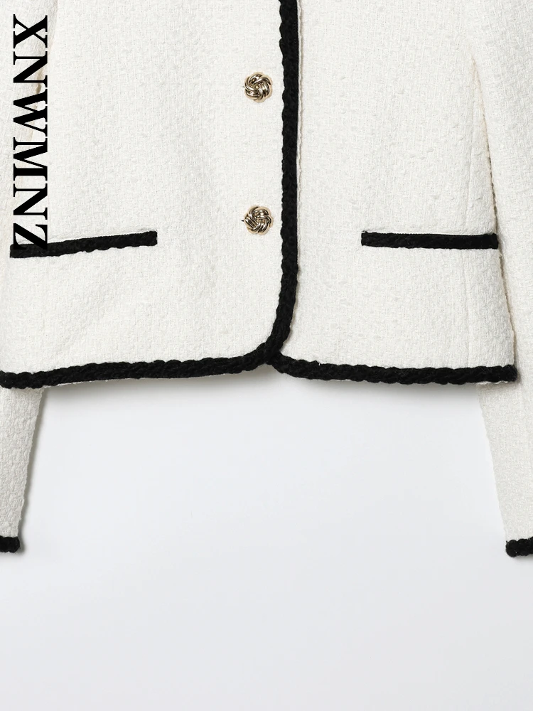 เสื้อแจ็คเก็ตแฟชั่นลำลองผู้หญิง XNWMNZ รุ่นใหม่ประจำฤดูใบไม้ร่วงปี 2025 ปกคอวี กระดุมแถวเดียว สไตล์เรียบหรู เหมาะสำหรับใส่ไปทำงาน แขนยาว ดีไซน์เก๋ไก๋