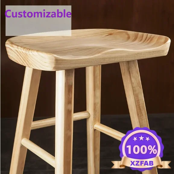 Factory Direct 2026 Bar Stool Modern Minimalist Bar Chair Solid Wood Home Use Vintage Creative Bar Stool Fashionable High-Leg