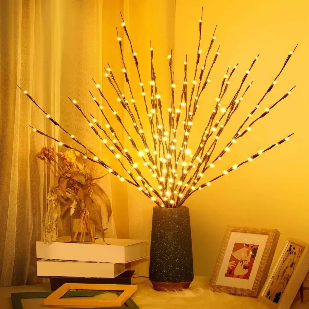 1pc Willow Branch Lamp LED Bouquet Decoration Lights Tall Vase Filler For Party DIY String Garland Home Christmas Decor Lights