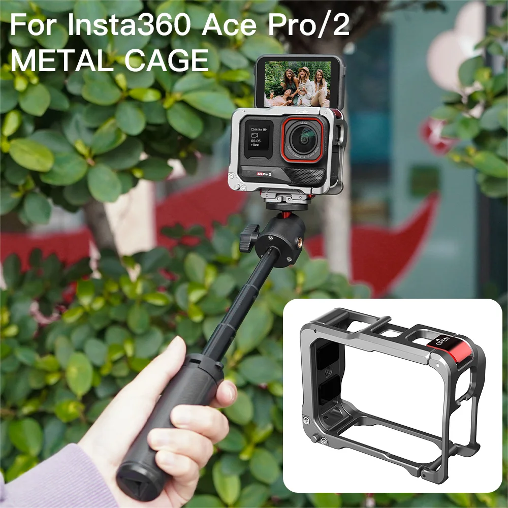 

Aluminium Alloy Frame Cage for Insta360 Ace pro 2 Protective Shell for Insta360 Ace Metal Cage with Cold Shoe Mount Accessories