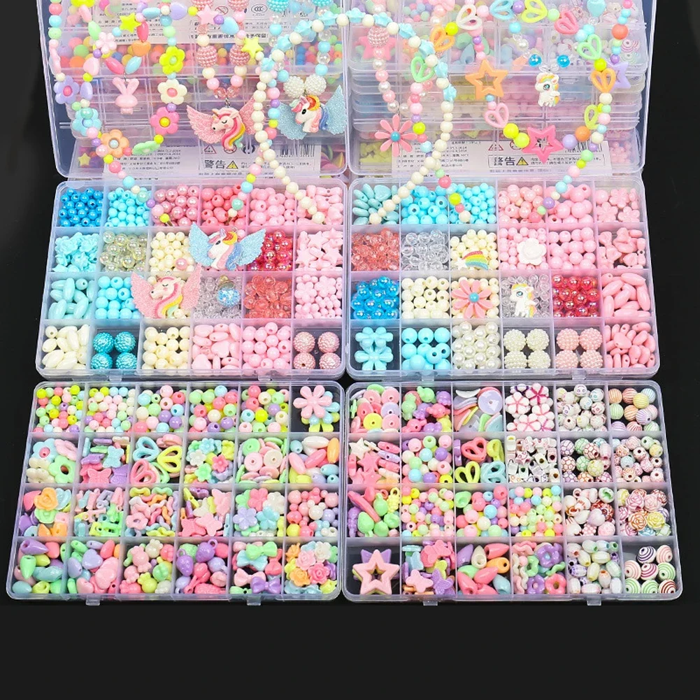 Diy Bracelet Making Kit Beads Necklace Manual Toys for Girls Pearls Games Handmade Children's Gift Horses Material Elastic Kids