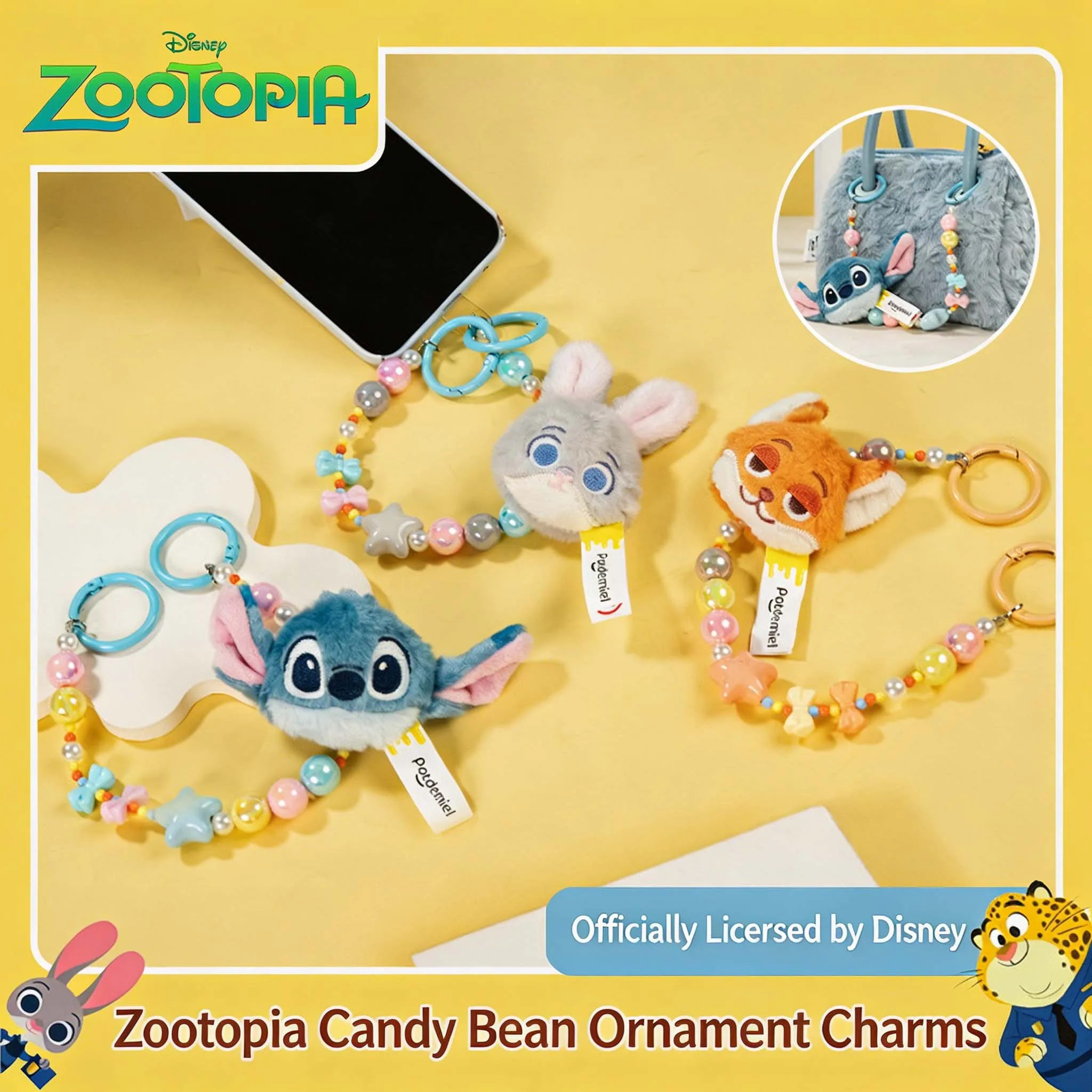 

Плюшевый брелок Disney Stitch с бусинами, милый мультяшный брелок-подвеска для сумки, подвеска-ремешок в виде конфеты для женщин, девочек, детей, подарок на день рождения