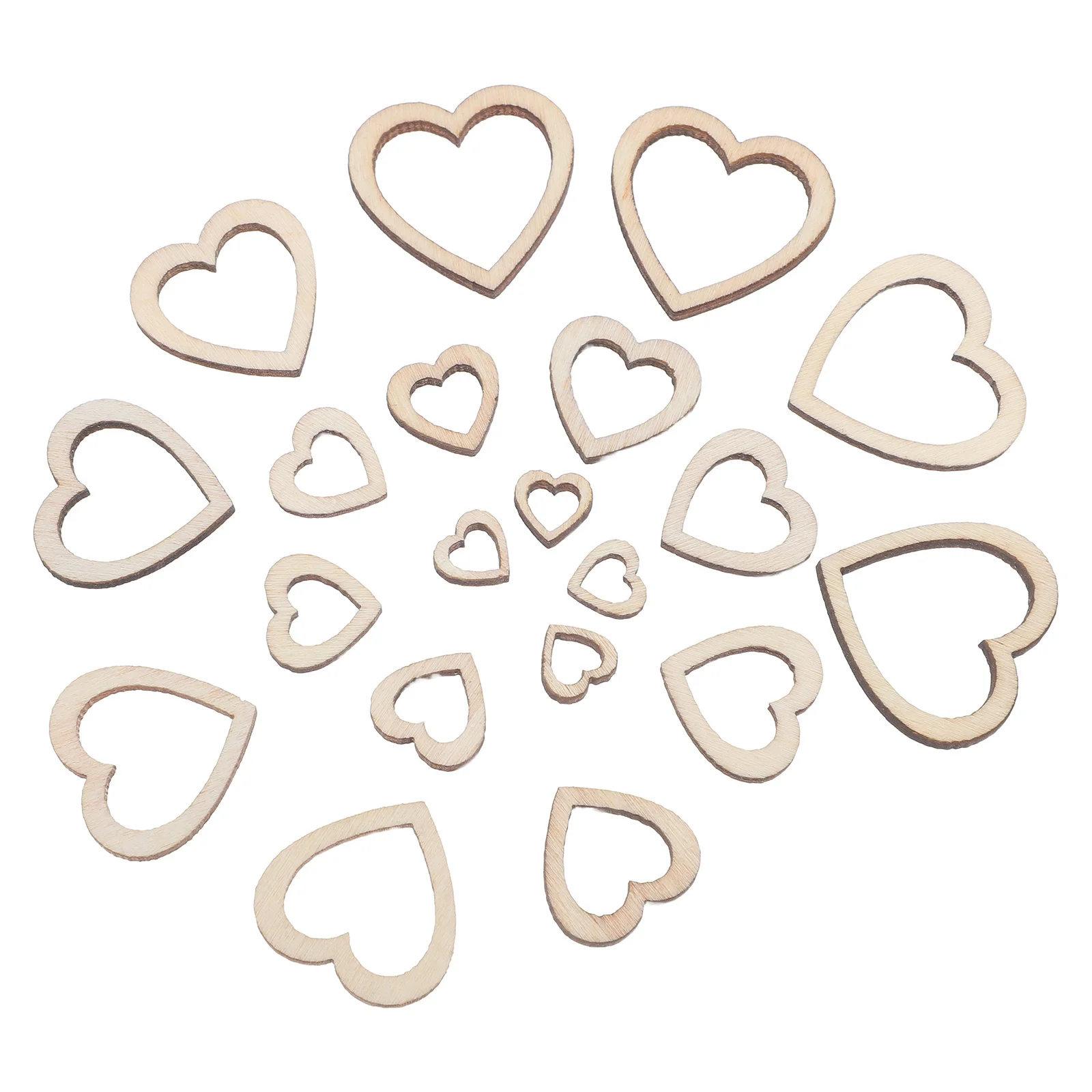 

300Pcs Heart Shaped Wood Cutouts Natural Unfinished Hollow Wooden Hearts Wedding Valentine DIY Craft Decorations