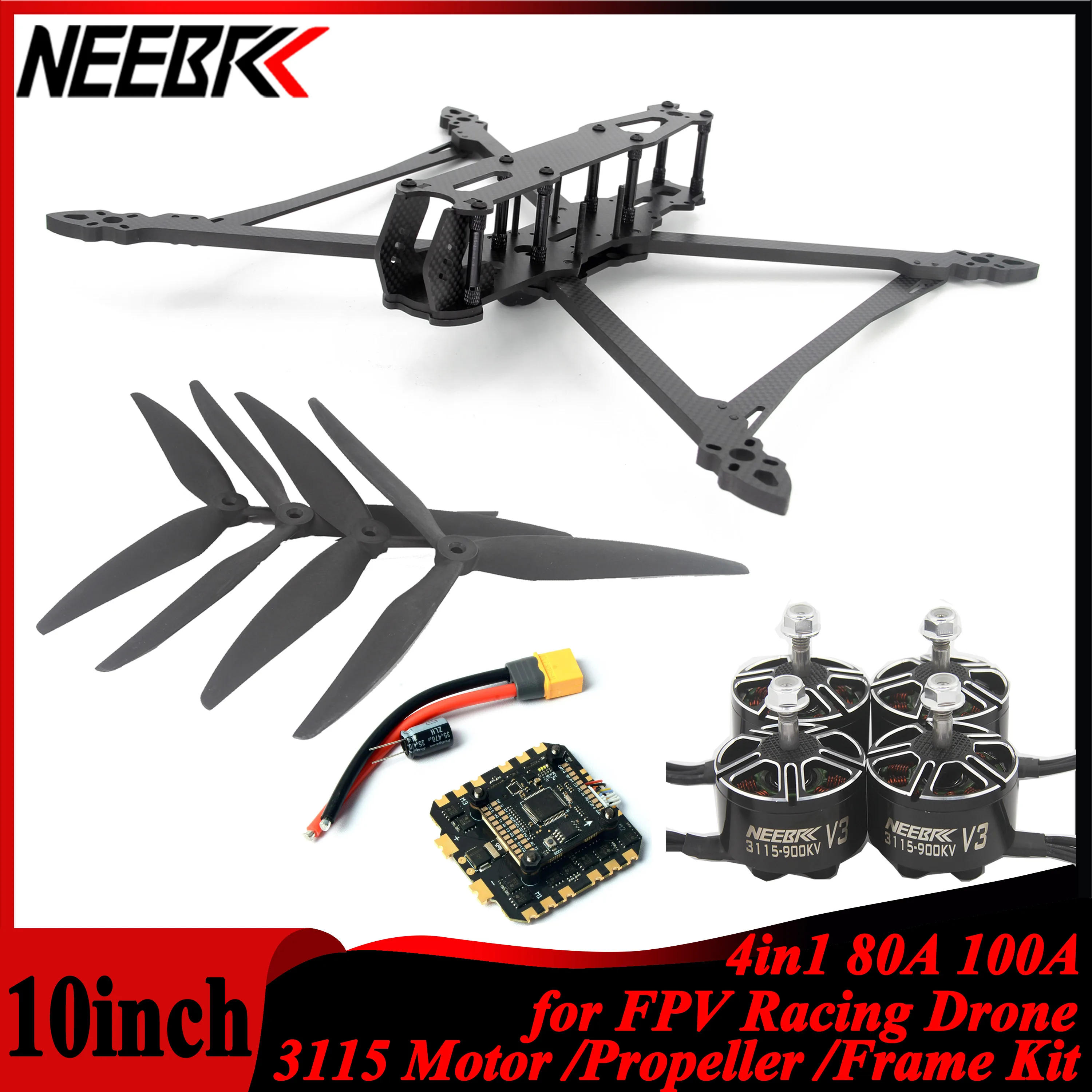 

NEEBRC 10inch 427mm Frame 3115 Motor Props F405 Flight Control 80A 100A ESC for RC FPV Racing Drone Quadcopter Freestyle Parts