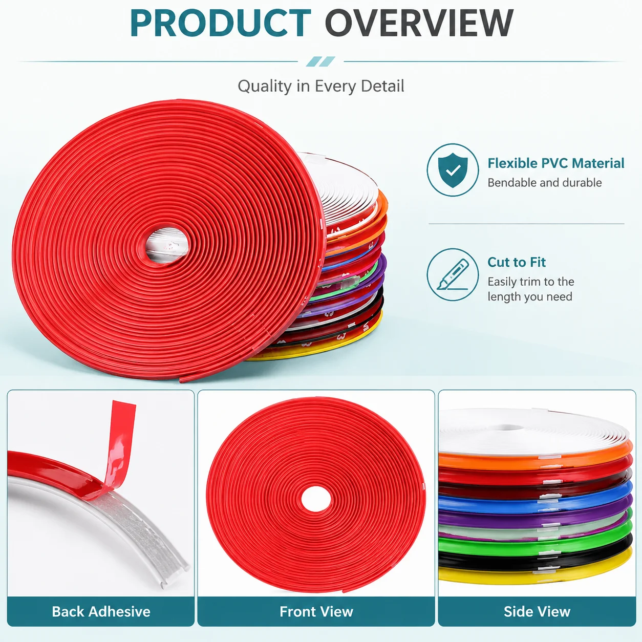 8m Wheel Rim Protector Anti Scratch Rim Protector Curb Rash Protector Flexible Cut to Fit Good Flexibility Car Accessories