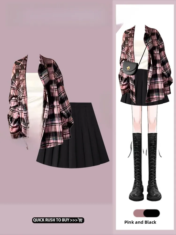 Set Skirt and shirt Bronze Elegant with a floral Squares made Dubni, multiple sweet and bold your style Korean, jpg?width=750&height=1089&hash=1839" guaranteed, for Autumn, costume Women's resistant