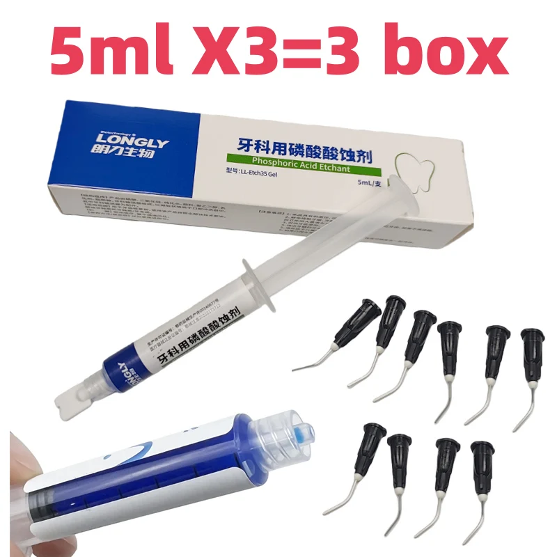 

15ml=3Box Dental Etching Gel: 35% Orthophosphoric Acid, Blue Color - 5ml for Bonding, Enamel & Dentin Treatment, Orthodontics