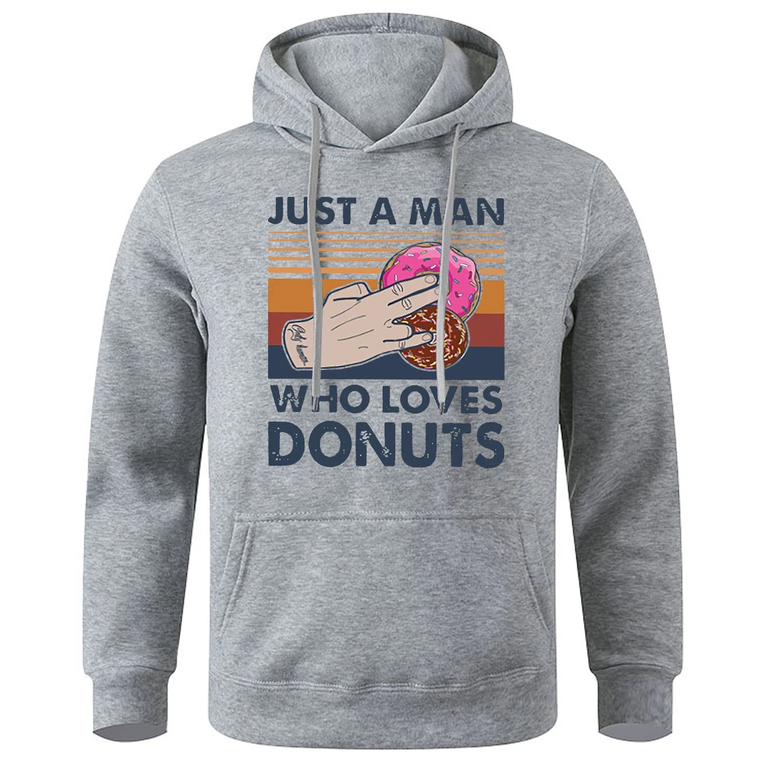 Just A Man Who Loves Donuts Men Hooded O-Neck Loose Oversized Pullover Soft Comfortable New Hoodies Fashion Novelty Sports Hoody