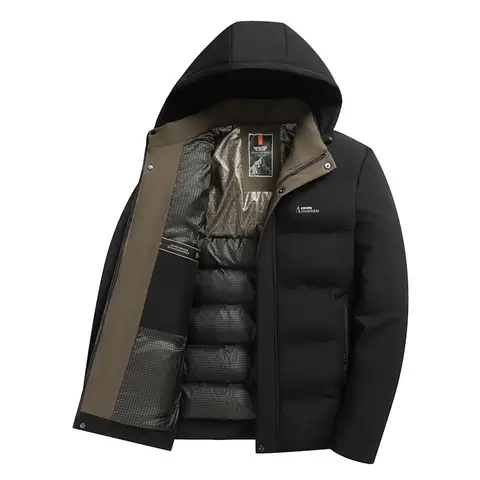 High Quality Jacket Men's Fashion Casual Winter Men Warm Jacket Windbreaker Hooded Soft Parkas Thick Coat Male