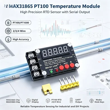 MAX31865 Isolated PT100 Temperature Collector, High Precision, Serial Port for PC Debug