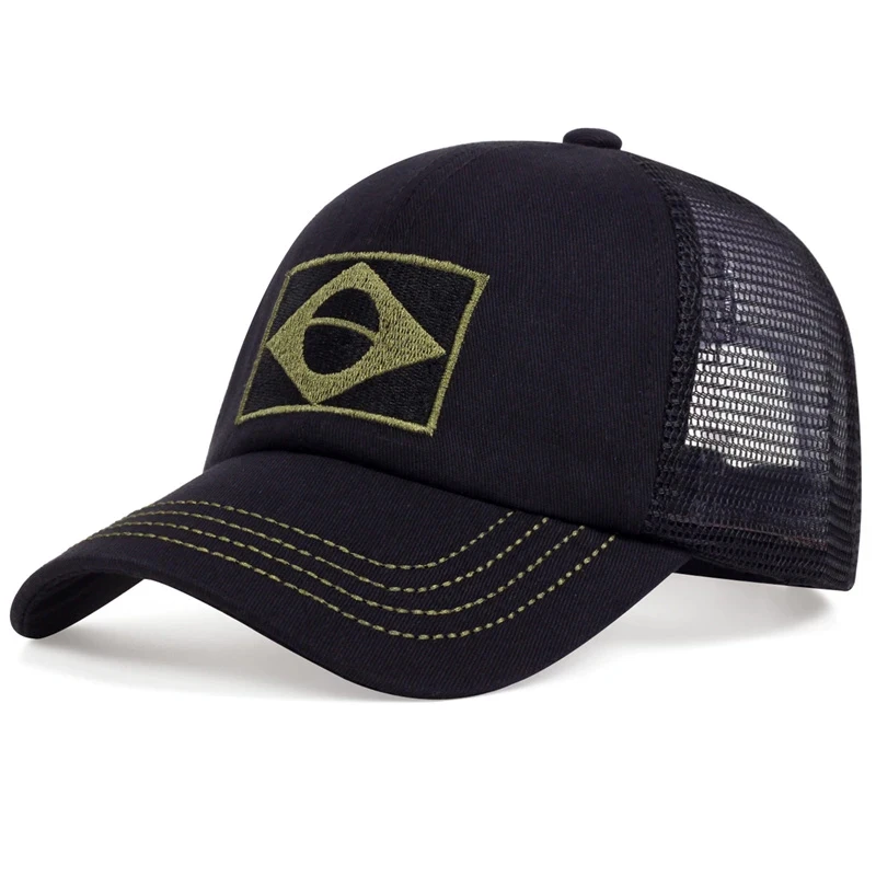 Unisex Brasilianische Flagge Stickerei Baseball Net Caps Frühling und Sommer Outdoor Einstellbare Casual Hüte Sonnenschutz Hut Sport Kappe – Detail 2