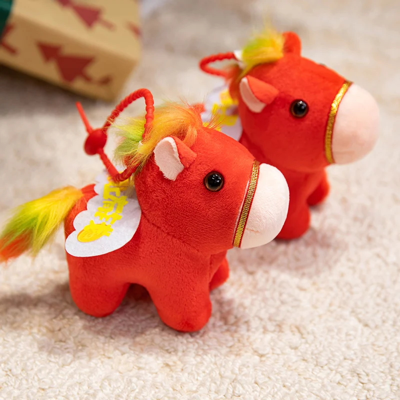 Новогодний талисман Kawaii, красочная маленькая лошадка, плюшевые игрушки, красивая мультяшная лошадь, подвески, кукла, великолепный праздничный декор
