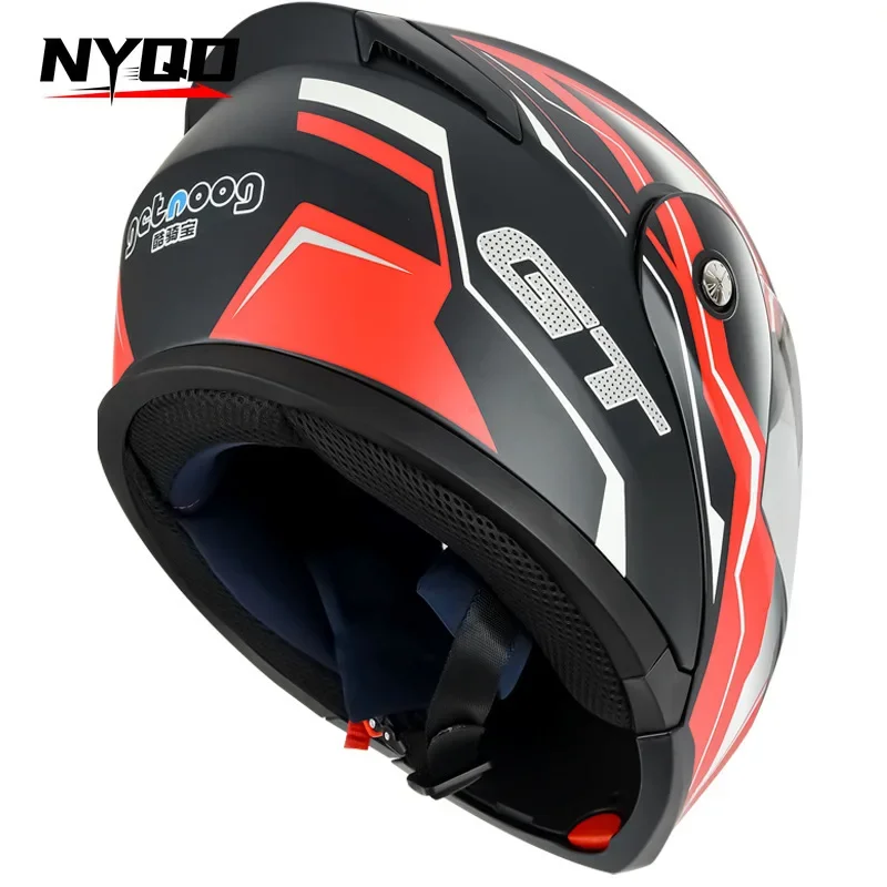 Kuqibao Dual Lens Motorcycle Flip Face Helmet Electric Bicycle Bluetooth Helmet Long RangeFull HelmetCascos Para MotoCasco Perro