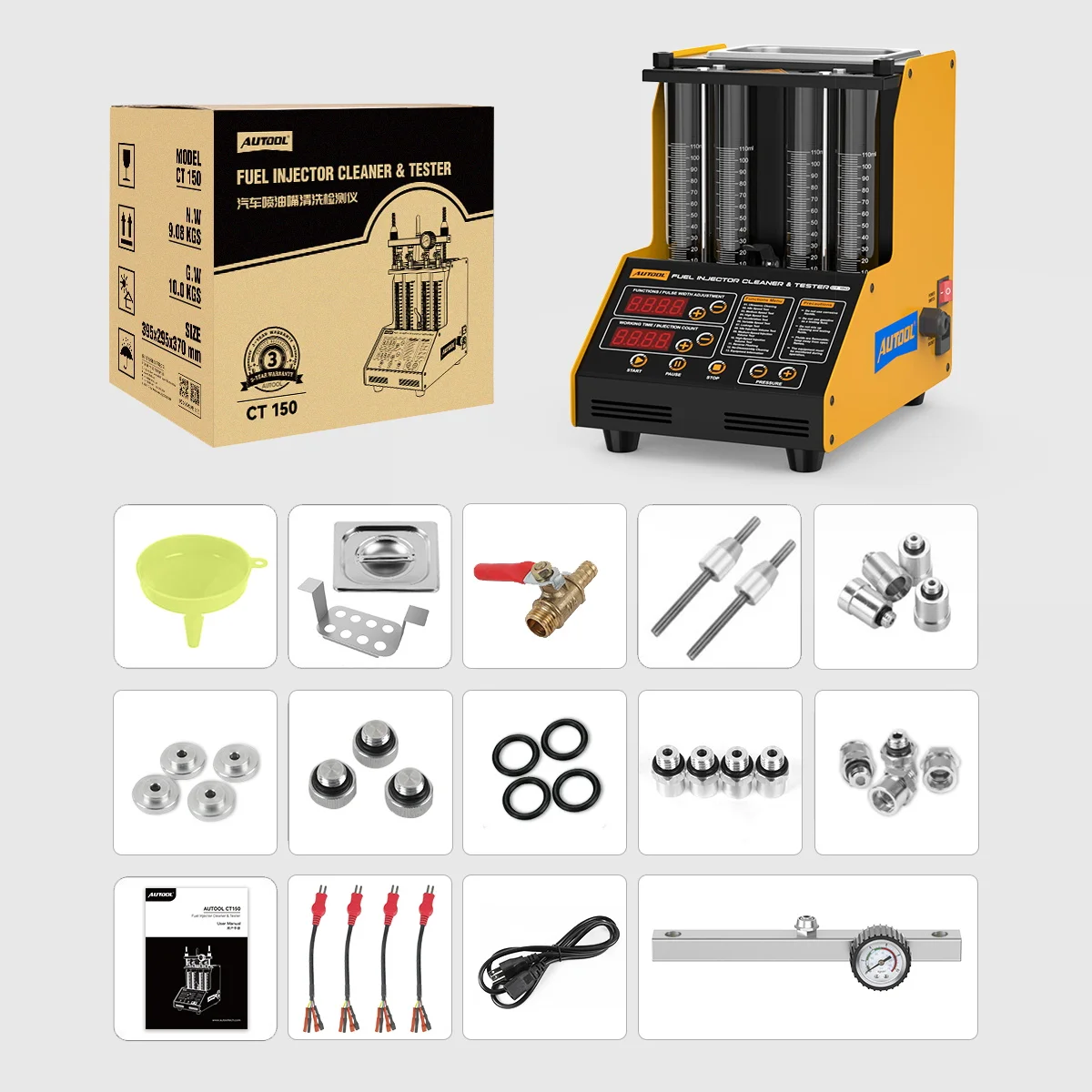 AUTOOL Auto-Kraftstoffeinspritzdüsen-Reiniger-Tester CT150 EFI MPI SFI Ultraschall-Auto-Tester Reinigungsmaschine Reiniger-Tester 110-230V PK V308 – Detail 13