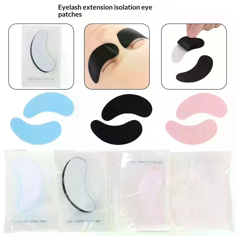 50 Pairs Isolate UV Hydrogel Eyelash Patches Black Lash Gel Pads For Eyelash Extension UV Rays Paper Stickers Wraps Makeup Tools