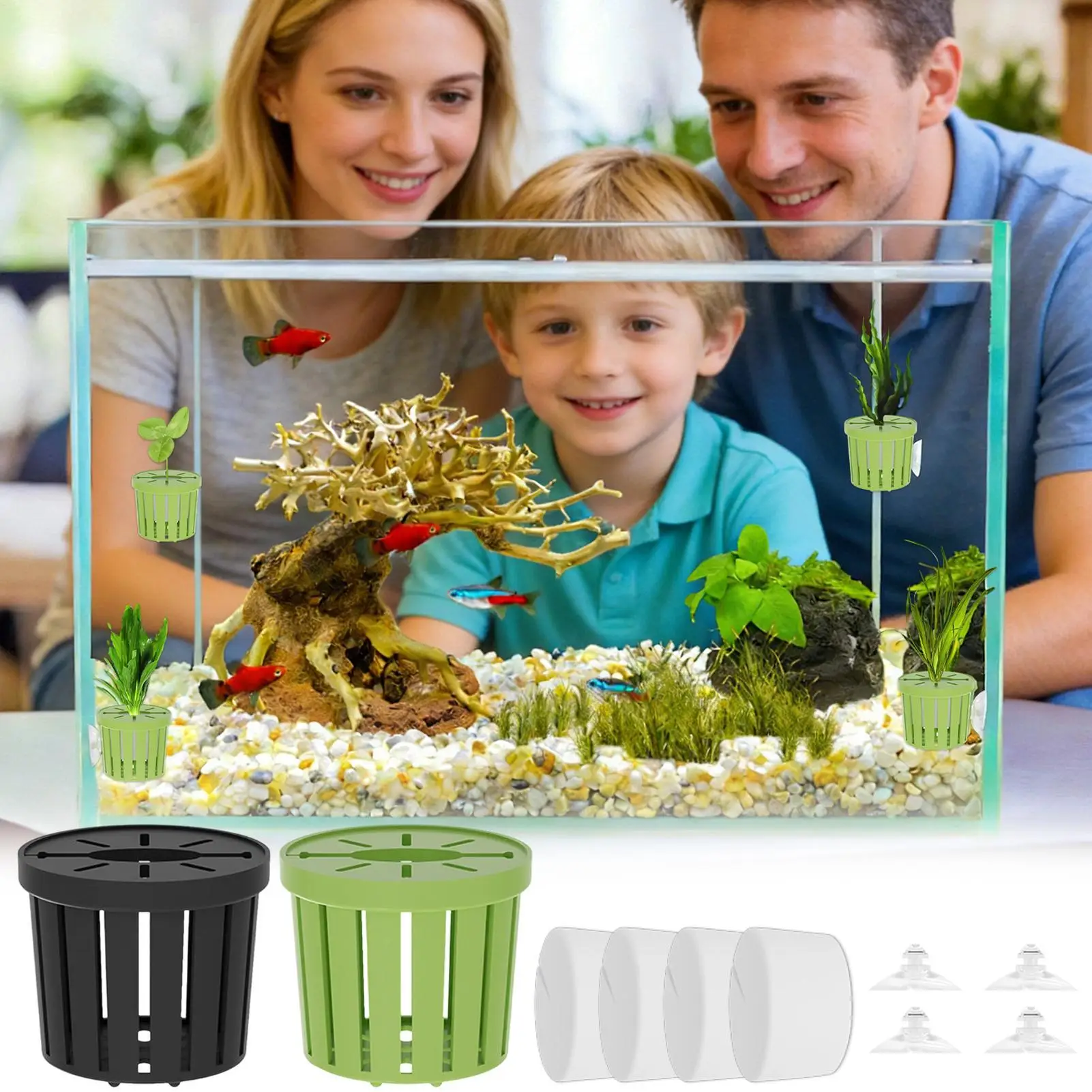 4 個の水耕栽培植物バスケットセット水族館プランターポット水 - Aquarium Planted Background のレビューと価格