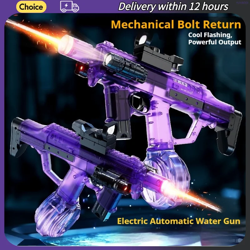 UZI/MK3 Electric Water Gun with Lights Cool Electric Continuous Firing and Reloading Summer Water Play Kid’s Adult Toy Water Gun