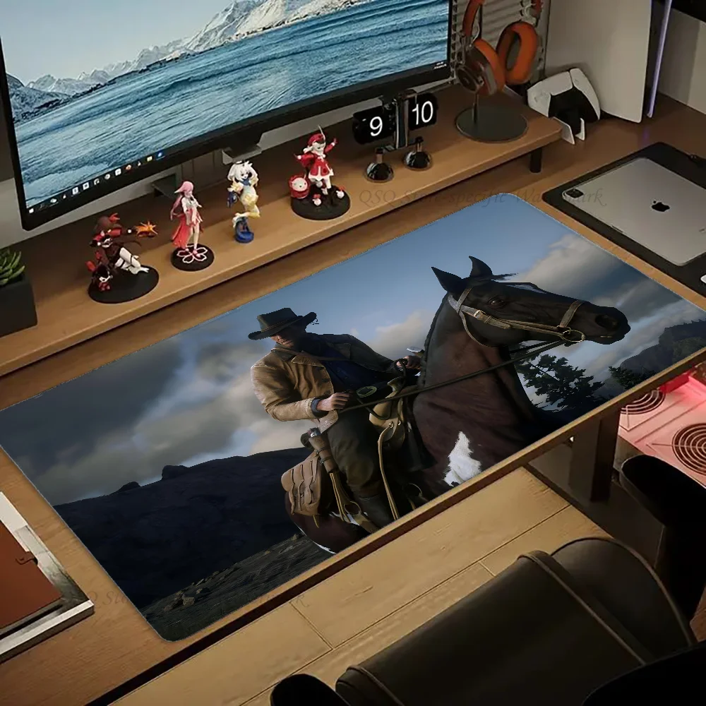 1pc R-Red Dead Arthur Morgan Mouse Mat Desk Mat With Pad Gaming Accessories Prime Gaming XXL Keyboard Pad