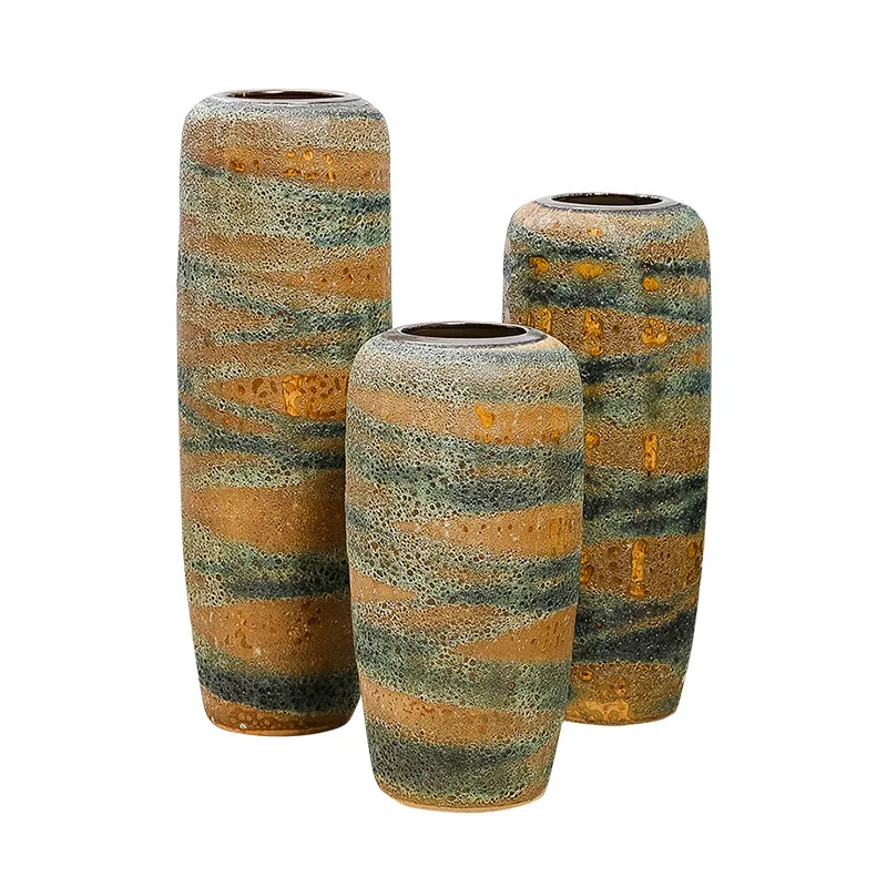 

ceramic floor-to-ceiling vase European-style ornament handicrafts wholesale home decoration three-piece set flower arrangement v