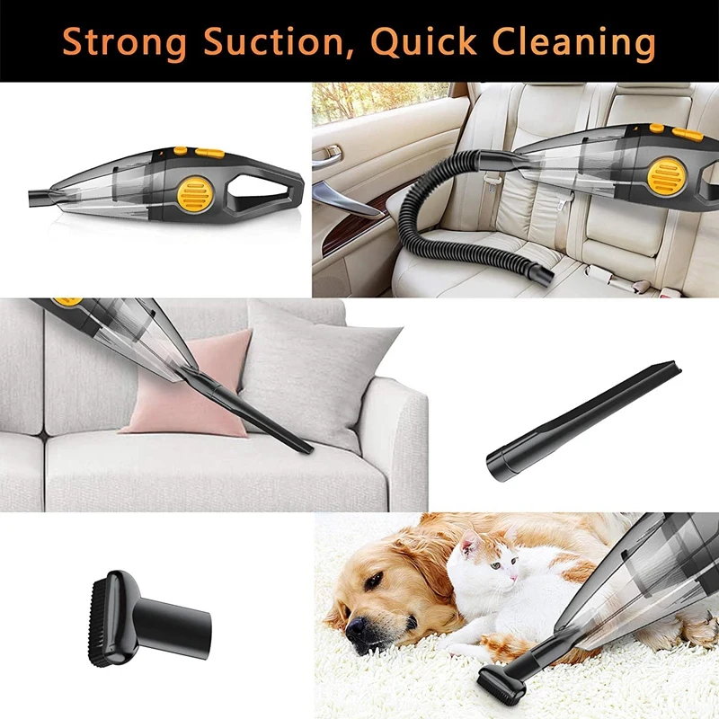 A01V-Portable Cordless Handheld Vacuum Cleaner, 150W High Power, 8000PA Strong Suction, Wet & Dry Use For House, Car