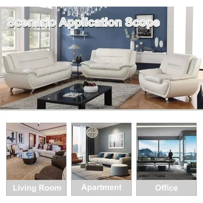 

[Pieces]-Piece Modern Faux Leather Sofa Set – Easy-Clean Upholstery, Living Room Set (Sofa + Loveseat + Chaise/Chair)