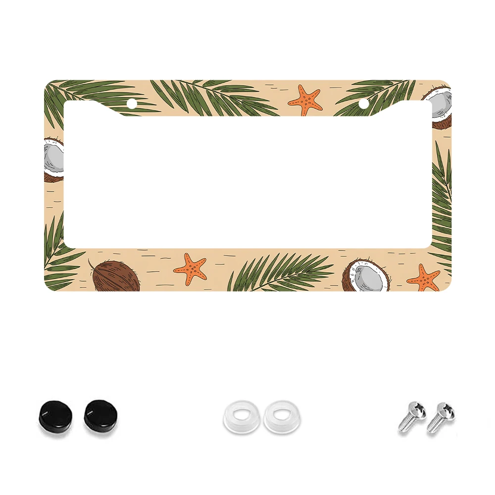

1 шт. коричнево-зеленая рамка номерного знака с тропическим узором и 2 отверстиями, алюминиевый материал, 6x12 дюймов, с комплектом винтов, новинка в стиле ретро