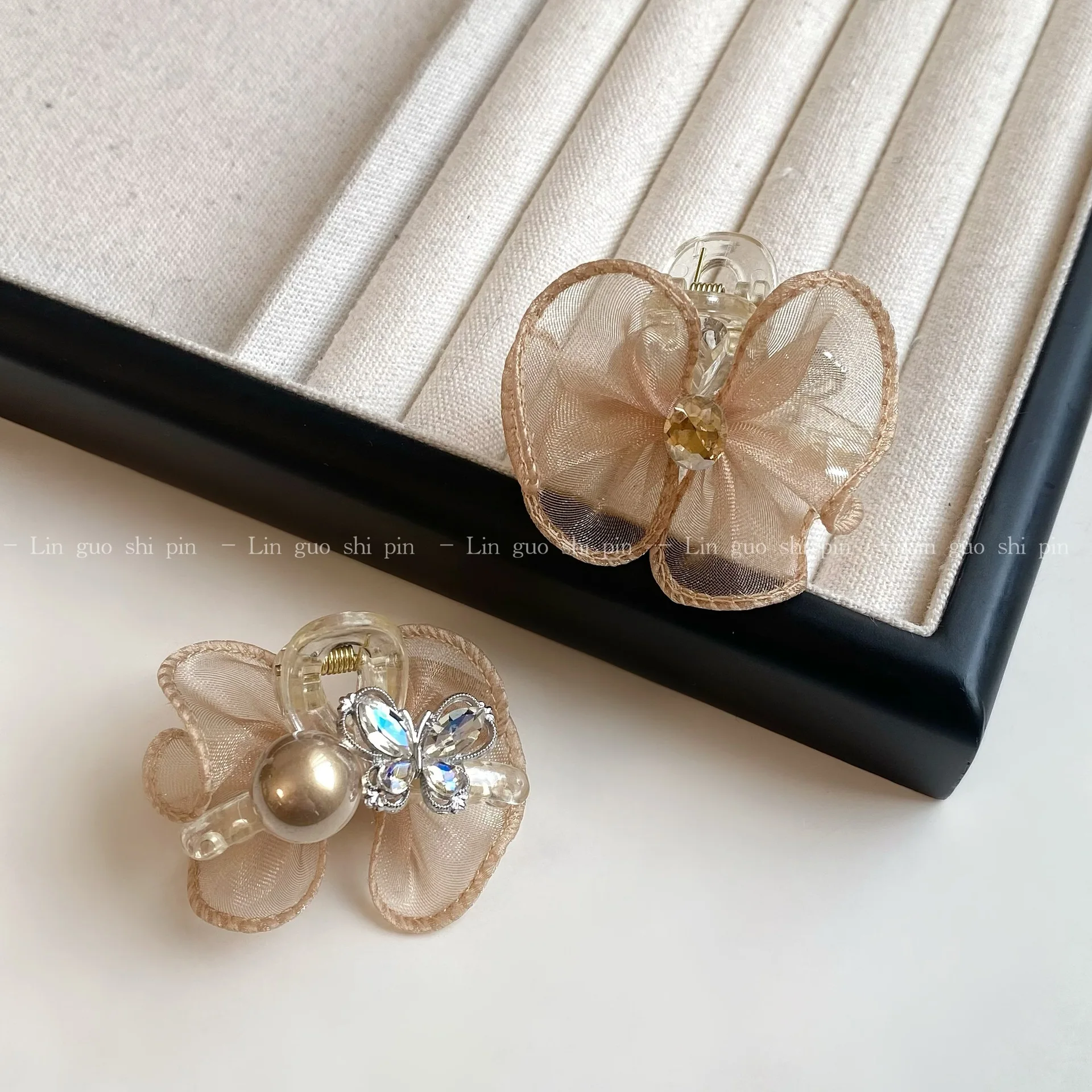 

1 шт. Мини-заколка-краб для волос из кружевной сетки, корейская двусторонняя заколка-краб для женщин, для челки и боковых прядей, элегантная новинка