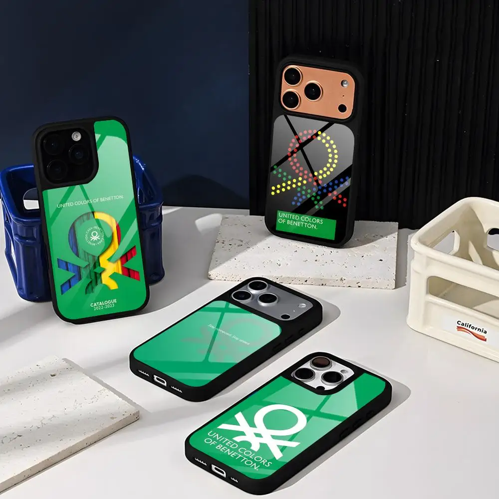 Funda de Teléfono de la Marca de Ropa Benetton para iPhone 17 Air 16 15 13 12 14 11 Pro Max Glass Mini X Xr Xs 8 7 Plus, Lujosa y Ligera