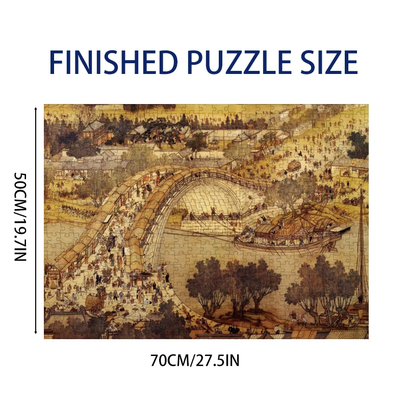 50cm X 70cm，Large 1000pcs Adult Jigsaw Puzzle -qingmingshanghe Picture Chinese Ancient Town, 1000pcs Paper Jigsaw Puzzle