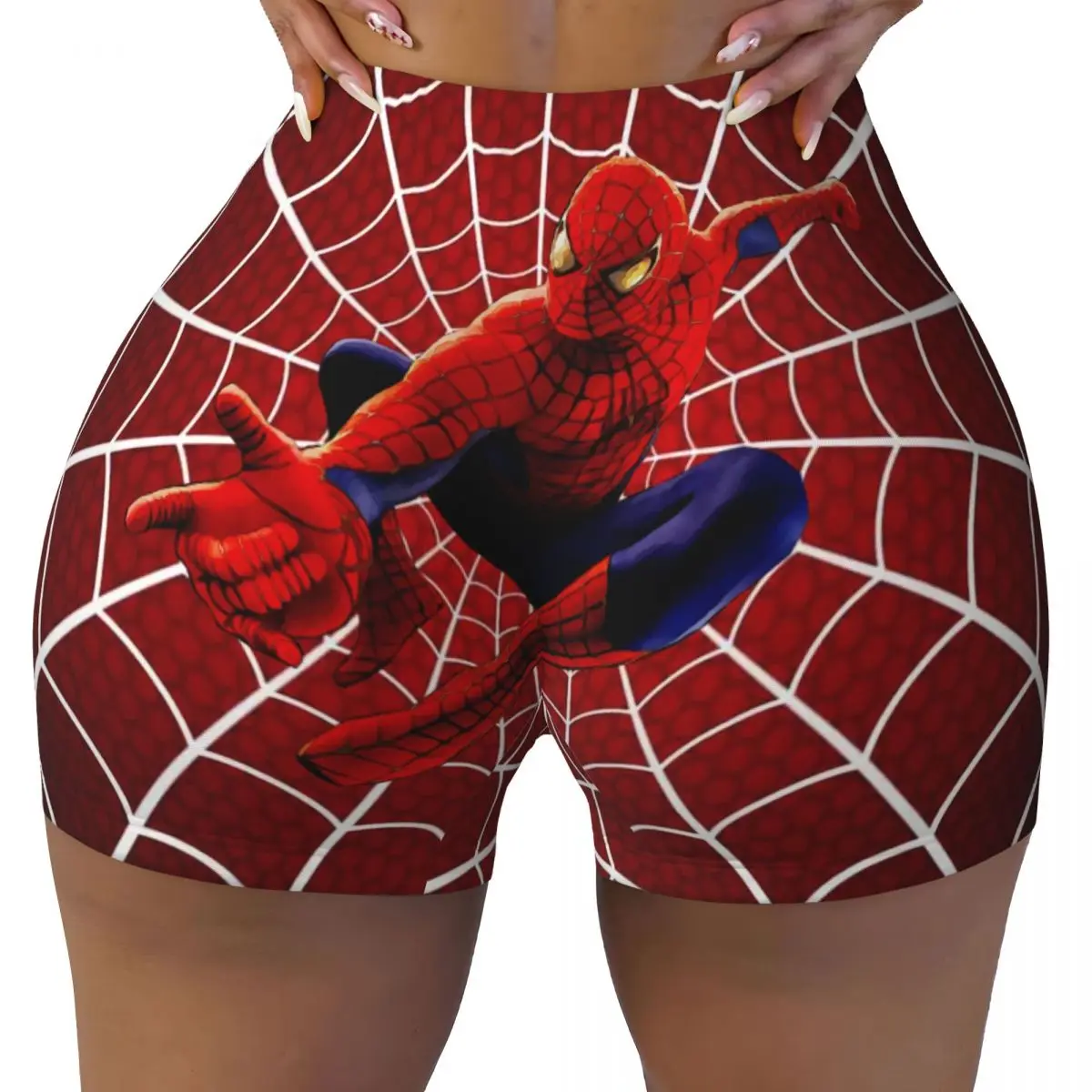 

Custom Spiderman Gesture Running Volleyball Workout Shorts for Women Athletic Gym Yoga Shorts