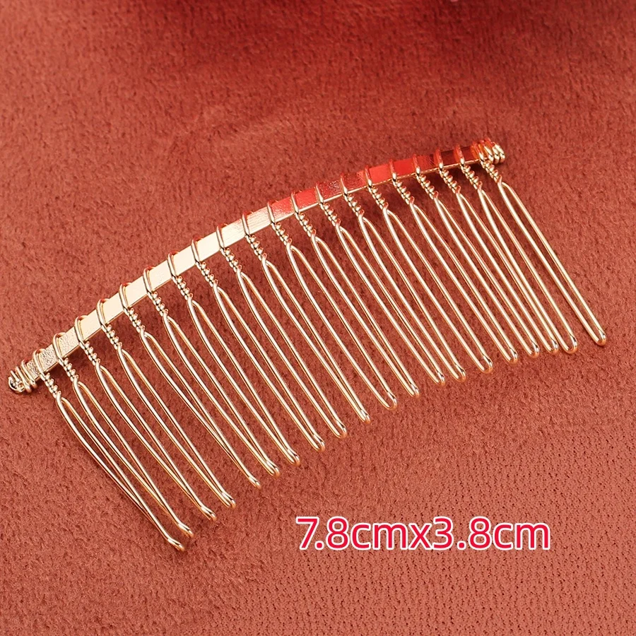 10pcs/lot 5/10/20 Teeth Metal Iron Wire Hair Comb Clip Blank Base Hair Combs Golden For Wedding Hair Jewelry Making Accessories