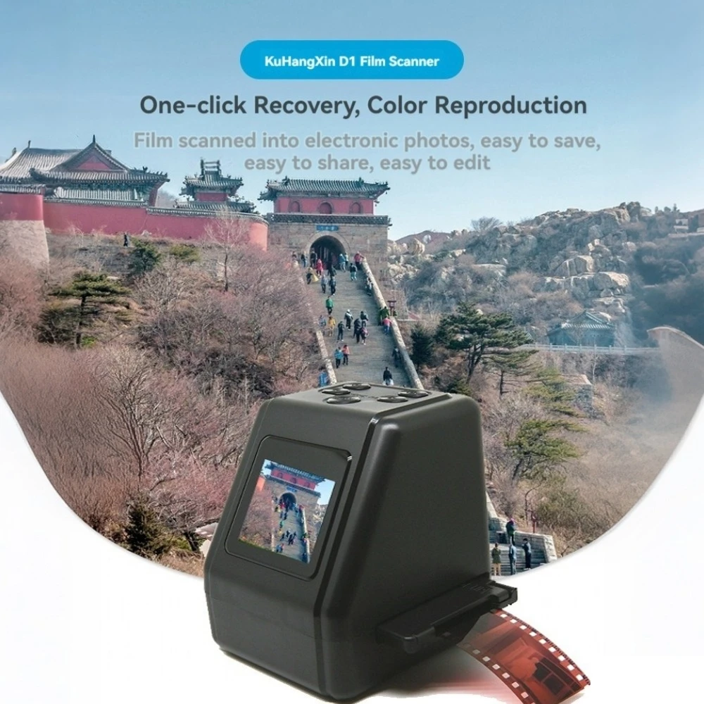 Film Slide Scanner 22MP Converts 135 126 110mm Super 8 Film Negatives Slides To Digital JPEG Home Photo Converter