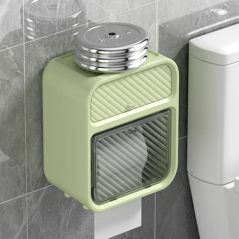 Toilet paper box Perforation-free waterproof toilet tissue box Wall mounted toilet paper roll paper storage rack